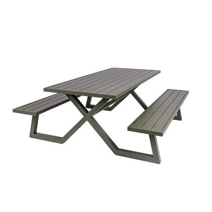 MaximaVida aluminium picknicktafel Dex 200 cm olijfgroen