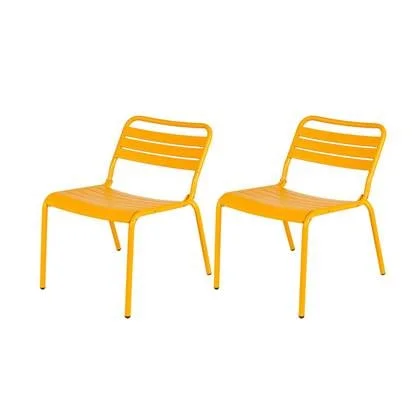 Metalen loungestoel Max XXL okergeel - 2 stuks
