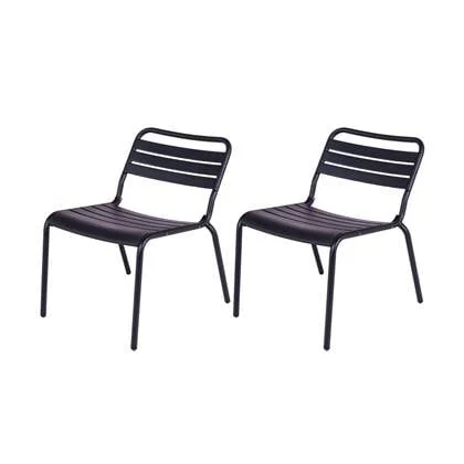 Metalen loungestoel Max XXL zwart - 2 stuks
