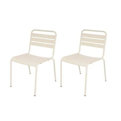 Metalen tuinstoel Max XXL ivoor - doos per 2 stuks