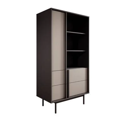 Meubella - Antigo - Boekenkast - Beige|Antraciet - 83x43x155 cm