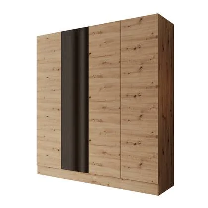 Meubella - Capri - Kledingkast 4-deurs - Eiken - 205x55x220 cm