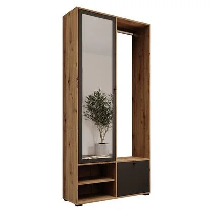 Meubella - Deacon - Halkast met 2 deuren - Eiken|Zwart