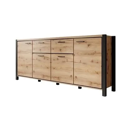 Meubella Dressoir Acapulco - Eiken - Zwart - 213 cm