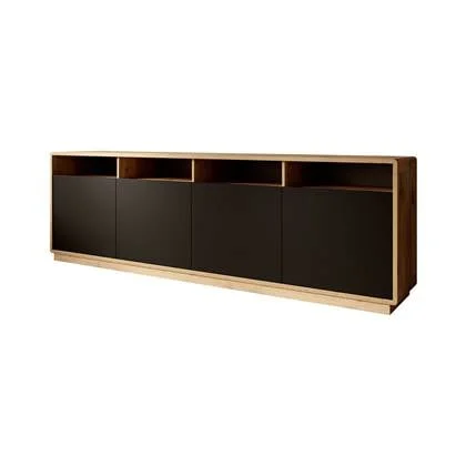 Meubella Dressoir Acuna - Mat zwart - Eiken - 238 cm