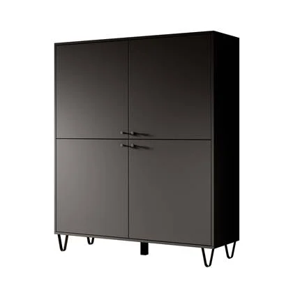 Meubella Dressoir Apula - Antraciet - 124 cm - Dicht