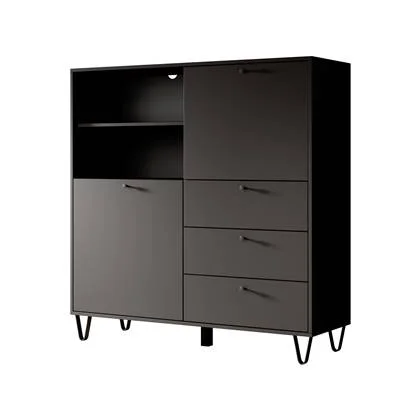 Meubella Dressoir Apula - Antraciet - 124 cm - Met lades