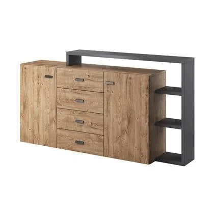 Meubella Dressoir Bello - Eiken - Antraciet - 180 cm