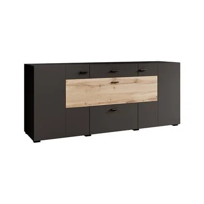 Meubella Dressoir Charo - Zwart - 165 cm