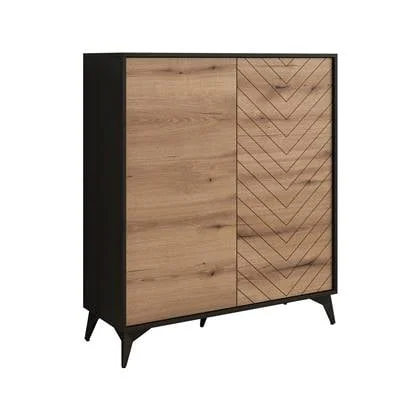 Meubella Dressoir Dolores - Eiken - Zwart - 104 cm - Hoog