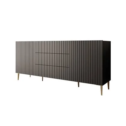 Meubella Dressoir King - Mat zwart - 180 cm - Met lades