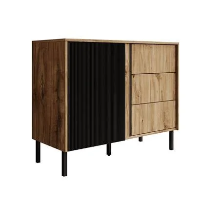 Meubella - Dressoir Margareth - Eiken - 100 cm - 3 lades