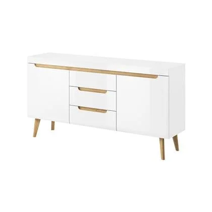 Meubella Dressoir Nebraska - Wit - Eiken - 160 cm