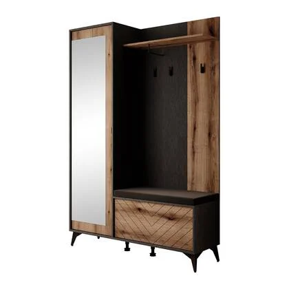 Meubella - Kapstok Dolores - Eiken - Zwart - 134 cm