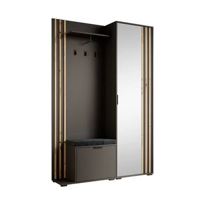 Meubella - Kapstok Nappa - Antraciet - Eiken - 131 cm