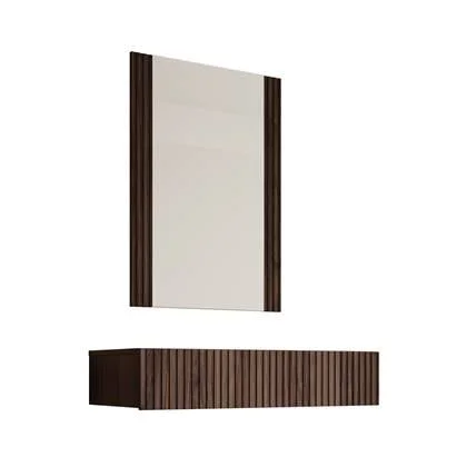 Meubella - Kaptafel Tartagal - Donkerbruin eiken - 80 cm - Met spiegel