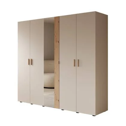 Meubella - Kledingkast Bahia - Beige - 224 cm - Met spiegel