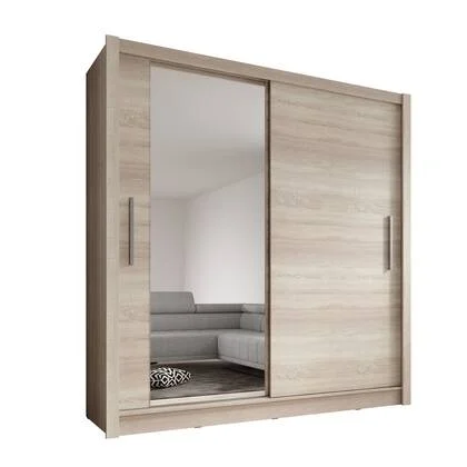 Meubella - Kledingkast Bazarre - Eiken - 205 cm - Met spiegel