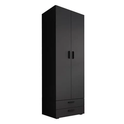 Meubella - Kledingkast Brussel - Antraciet - 74 cm - Met lades