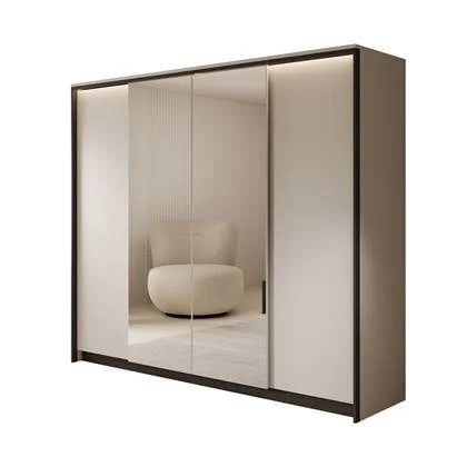 Meubella - Kledingkast Genesis - Grijs - 250 cm - Met spiegel