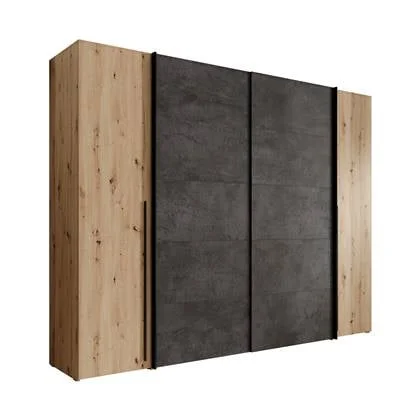 Meubella - Kledingkast Nassau - Eiken - Grijs - 270 cm