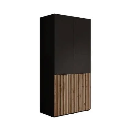 Meubella - Kledingkast Shelton - Zwart 1 - 101 cm