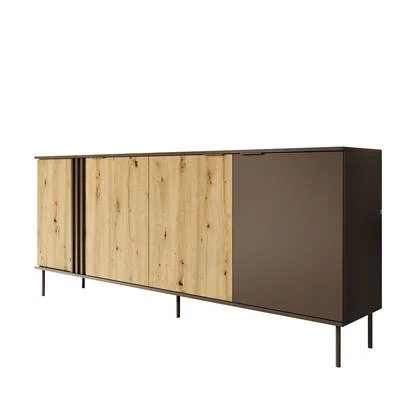 Meubella - Rogan - Dressoir - Zwart - 220x40x92 cm