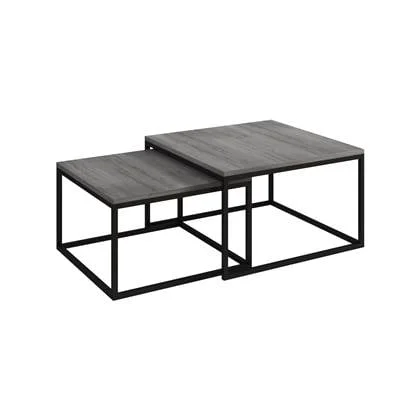 Meubella Salontafel Styler - Grijs - Eiken - 70 cm - set van 2