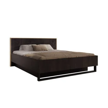 Meubella Tweepersoonsbed Monor - Zwart eiken - 180x200 cm - Met gaslift