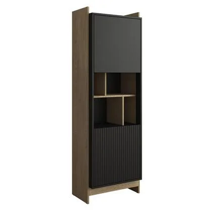 Meubella - Vitrinekast Benz - Zwart - 59 cm