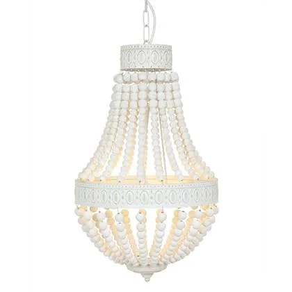 Mexlite - hanglamp - Ella - wit - hout metaal - Ø 40cm - E14 - 10191W