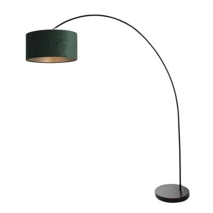Mexlite - vloerlamp - Solva - zwart - metaal stof - booglamp - E27 -