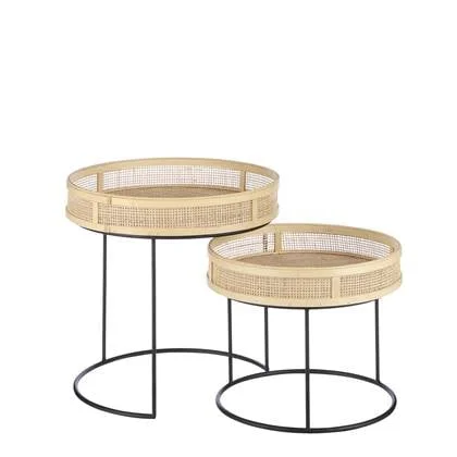 Mica Decorations Leandro Bijzettafel - Set van 2 - H45 cm - Zwart