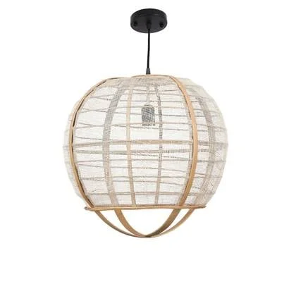 Mica Decorations Pella Hanglamp - H43,5 x Ø45 cm - Linnen - Beige