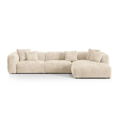 Micadoni 3-zits hoekbank Martina ribstof rechts