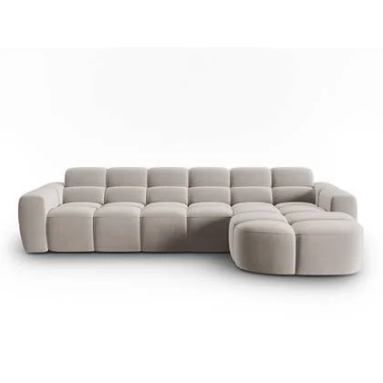 Micadoni Lisa Hoekbank met Chaise Longue Rechts - Velvet - Lichtbeige