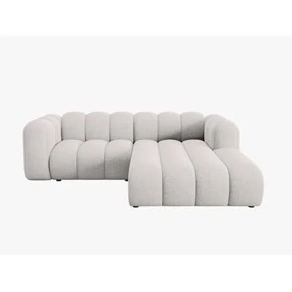 Micadoni Lupine 3-zits Hoekbank met Chaise Longue Rechts - Chenille - Lichtgrijs
