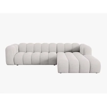 Micadoni Lupine 4-zits Hoekbank met Chaise Longue Rechts - Chenille - Lichtgrijs