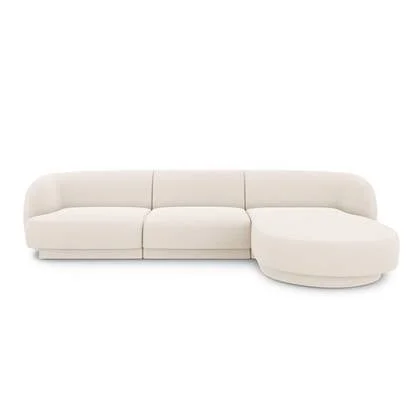 Micadoni Miley Hoekbank met Chaise Longue Rechts - Bouclé - Crème