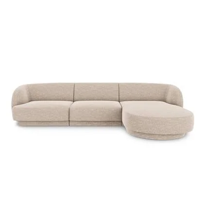 Micadoni Miley Hoekbank met Chaise Longue Rechts - Chenille - Kiezelgrijs