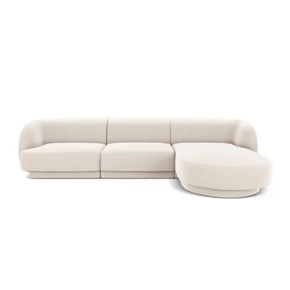 Micadoni Miley Hoekbank met Chaise Longue Rechts - Velvet - Crème