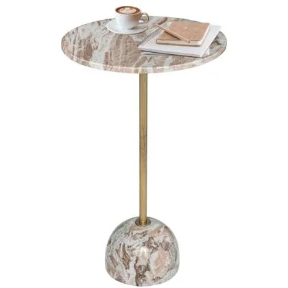 MISOU Bijzettafel Rond Koffietafel Marmer Modern Organisch Beige Br...