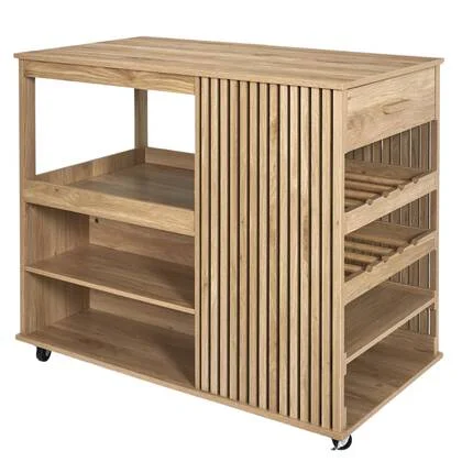 MISOU Klaus Keukeneiland met Lades Opbergkast op Wieltjes Werkblad...