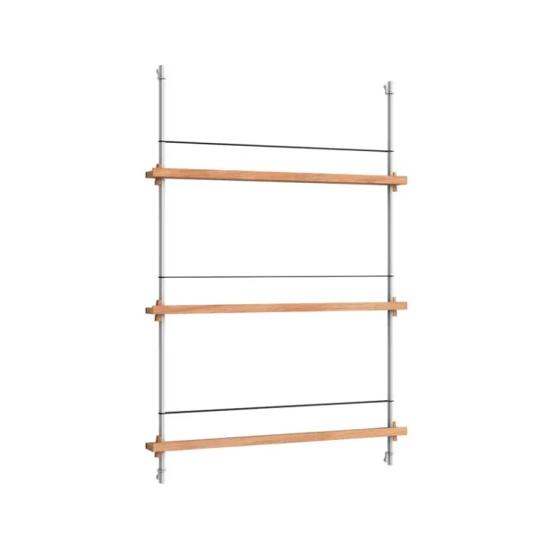 Moebe - Magazine Shelving 115 Plank Oak/Stainless Steel