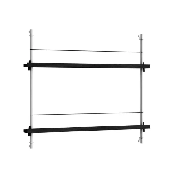 Moebe - Magazine Shelving 65 Plank Black/Stainless Steel