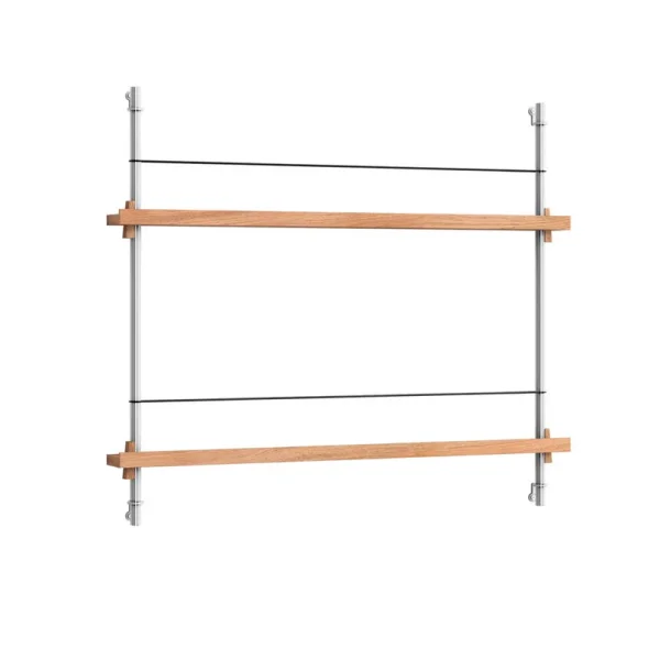 Moebe - Magazine Shelving 65 Plank Oak/Stainless Steel