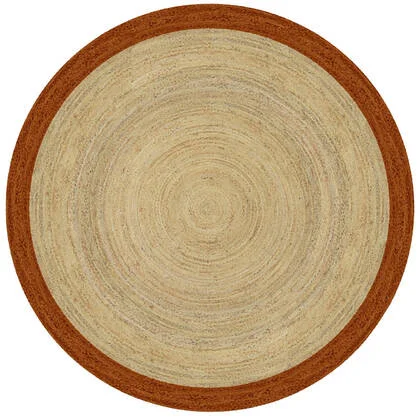 Mrcarpet Rond jute vloerkleed naturel|roest|bruin met rand 200cm