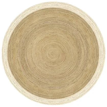 Mrcarpet Rond jute vloerkleed naturel|wit met rand 200cm (meest gekozen)