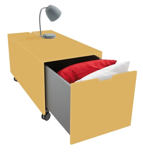 Müller Möbelwerkstätten Bedbox 16  Klassiek & Comfort - bamboe diepgeel - met wieltjes (Comfort) - 103 cm