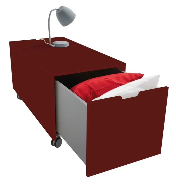 Müller Möbelwerkstätten Bedbox 16  Klassiek & Comfort - karmijnrood - met wieltjes (Comfort) - 93 cm